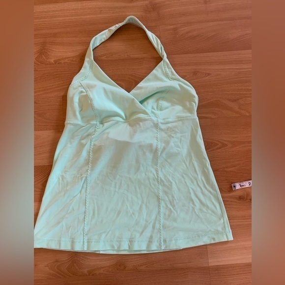 lululemon athletica Tops - Mint green lululemon halter tank with built in bra, v neck, size 12